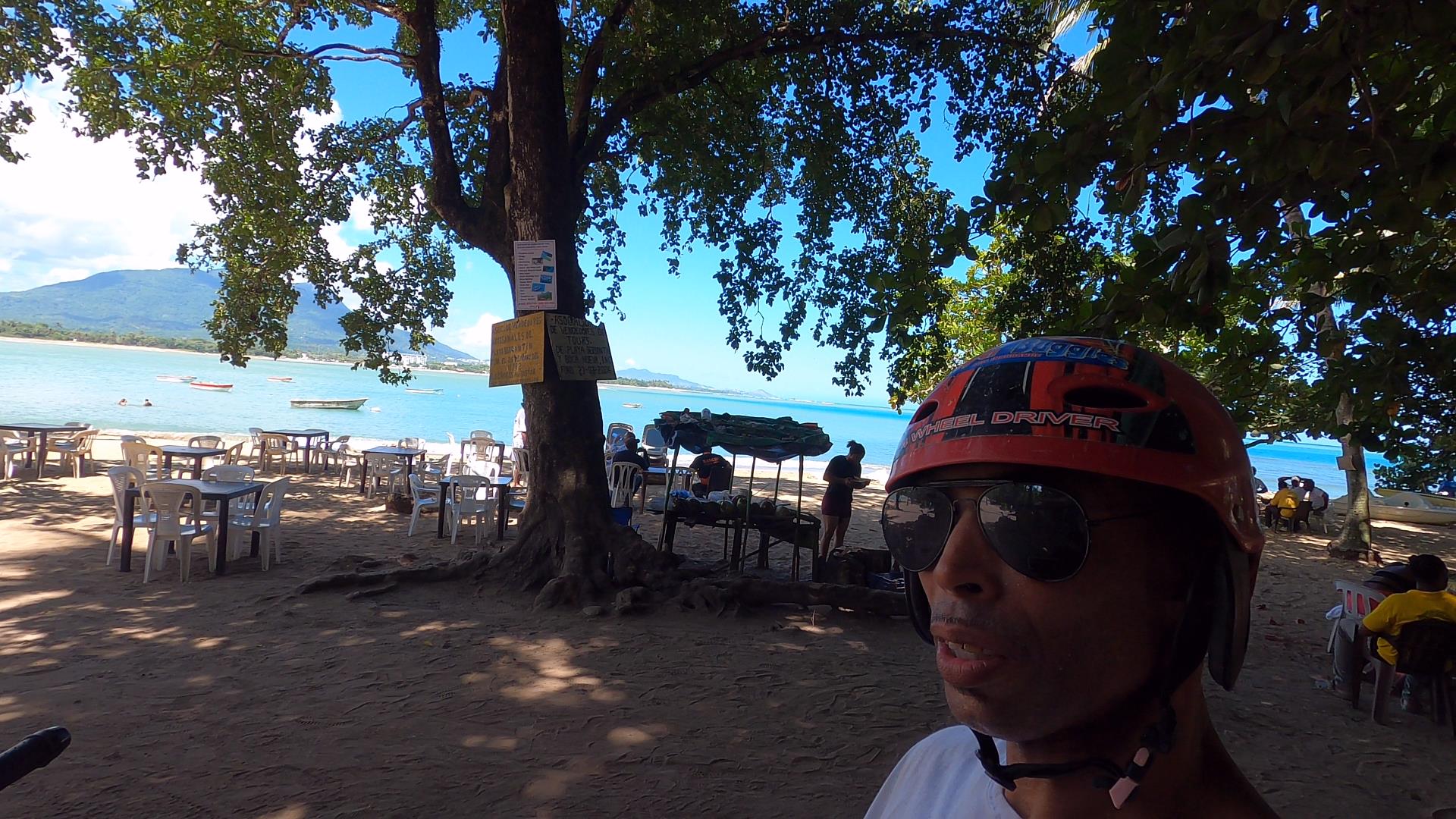 Shaded beach working spot